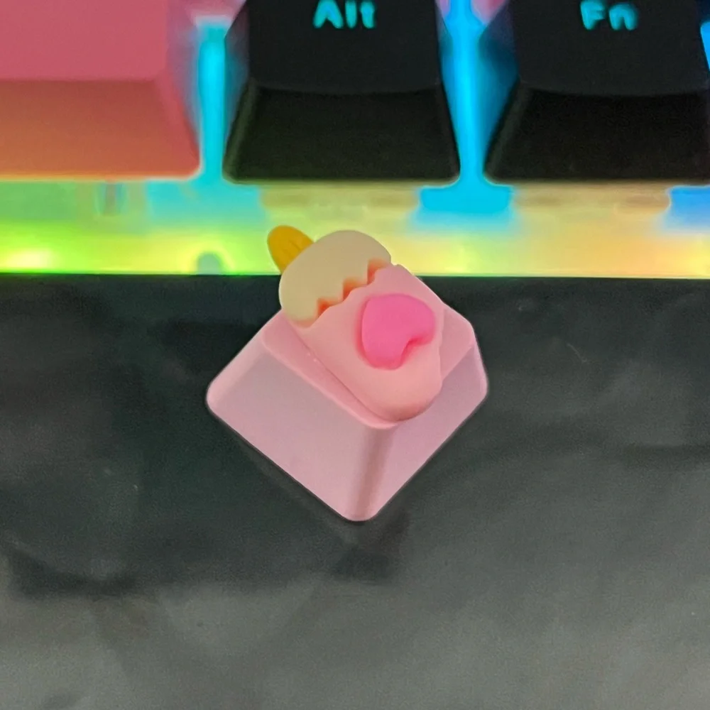 Cute Pink Popsicle Heart Kawaii Keycap, for OEM switches